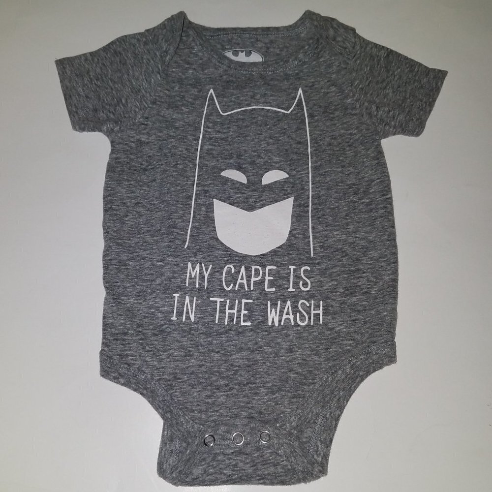 DC Batman My Cape Is In The Wash Bodysuit Heathered Gray Baby Infant 12 Months